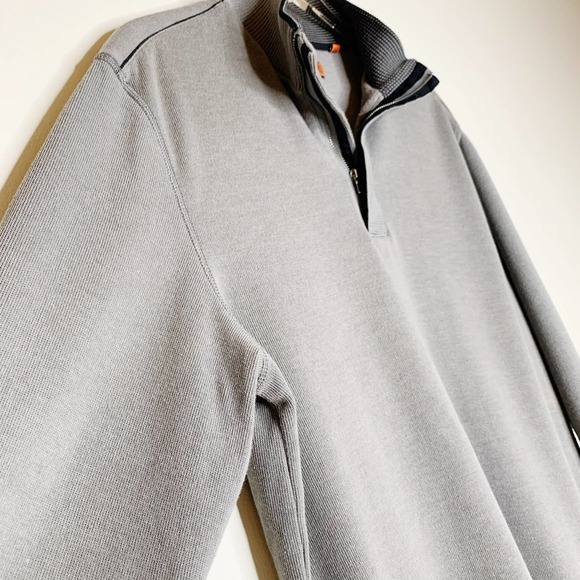 VERTICAL ROBERT COMSTOCK  Mens Gray Collared 1/4 Zip Pullover Sweater Large L - Picture 3 of 8